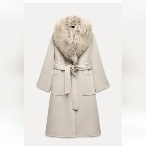 BNWT! Zara Faux fur wool blend coat zw collection